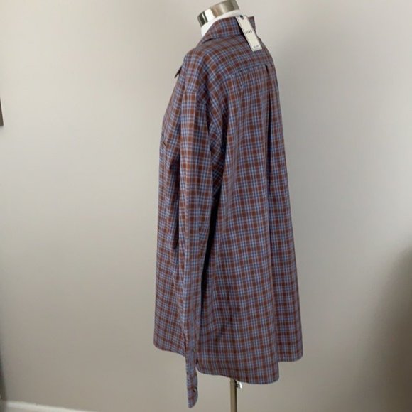 ROWM NWT MEN’S BLUE BROWN LONG SLEEVE SHIRT 2XT - Picture 3 of 7